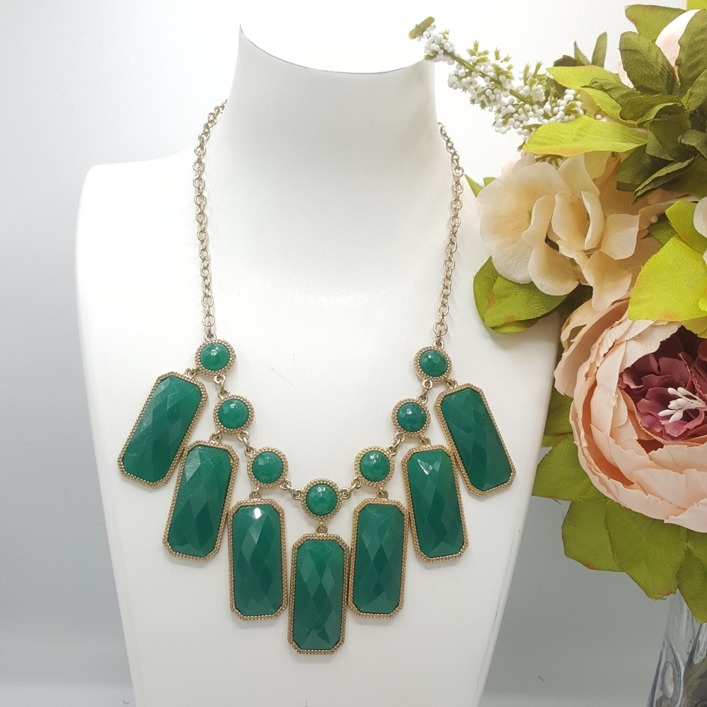 Hunter Green Statement Necklace - image 1